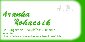 aranka mohacsik business card